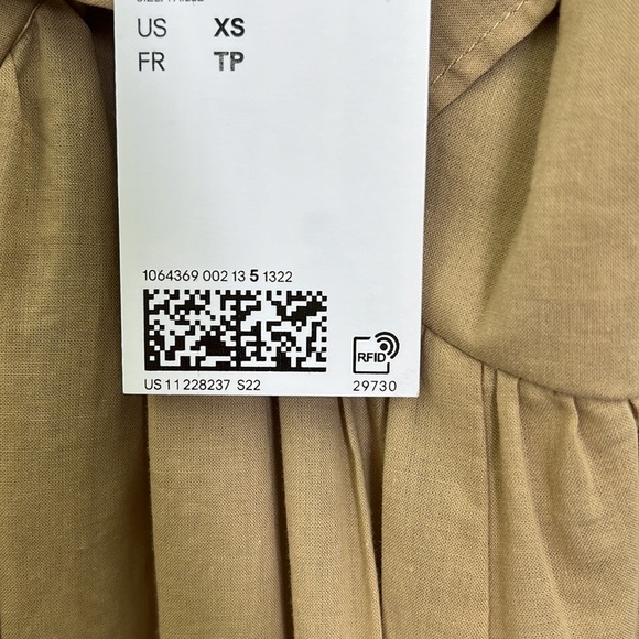 H&M - NWT Flounce Trimmed V Neck Ruffle Neckline Beige Maxi Dress Size XS - Picture 11 of 13